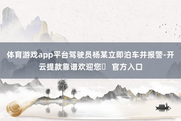 体育游戏app平台驾驶员杨某立即泊车并报警-开云提款靠谱欢迎您✅ 官方入口